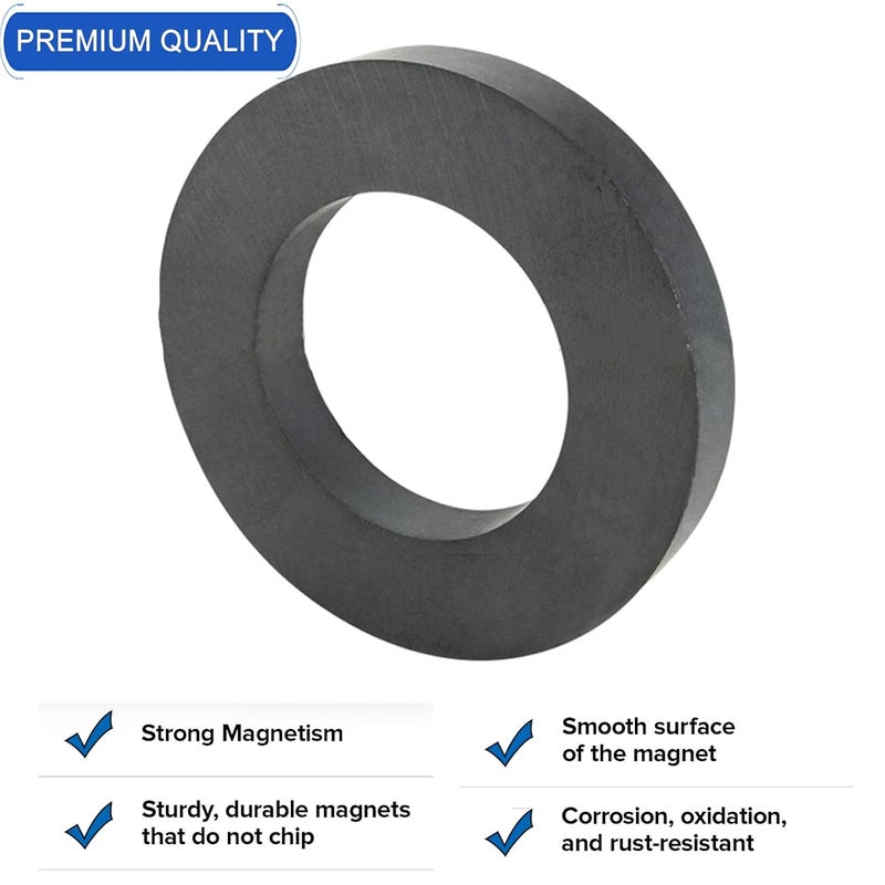 AOAUTO Ferrite Ring Large Magnet,4.72In Dia Big Round Ceramic Disc Heavy Duty Magnets with Hole for DIY Crafts Science Projects Industrial,Large Ceramic Donut Magnet - Image 4